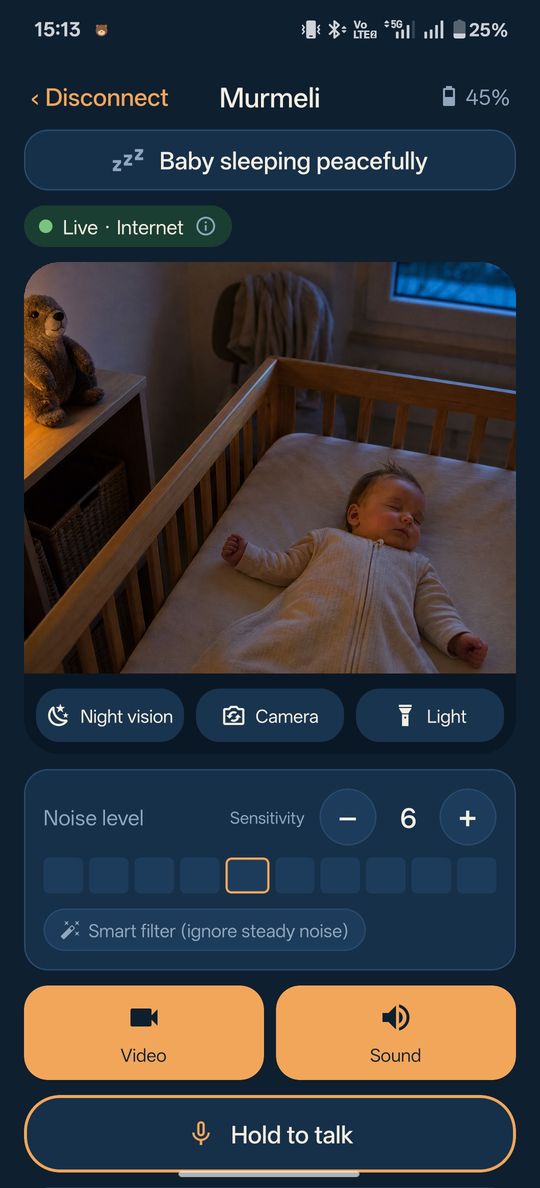 Murmeli baby monitor app: live video from the nursery on the parent phone